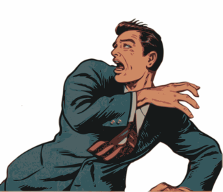 Adult male in suit and tie frightened- vector graphic