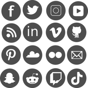 Icons of social media sites in a grid