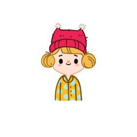 Cartoon kid with red hat, female