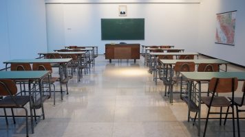 Empty school room after students expelled