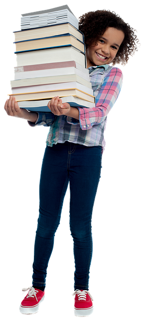 African American student with stack of books