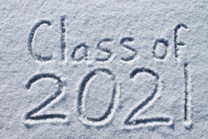 "Class of 2021" drawn in snow