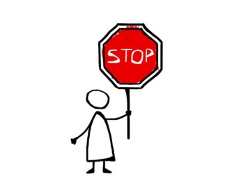 stick figure child with stop sign