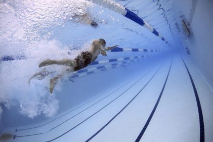 One swimmer in pool