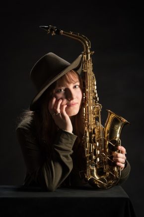 Girl with saxophone