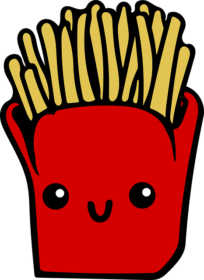 French fries in red container- cartoon