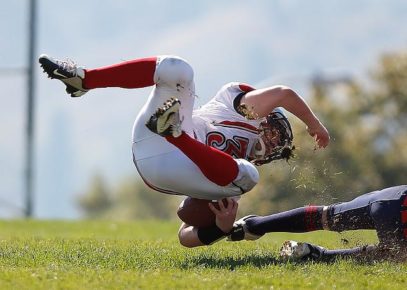 football player midair