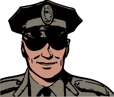 Graphic of cop with sunglasses and hat
