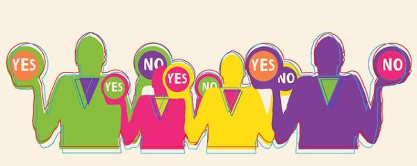 Graphic of yes no indecision