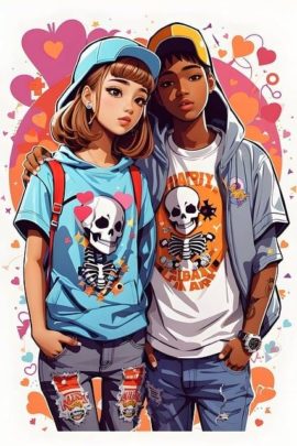 Two tweens with arms around each other and backpacks, facing camera, AI