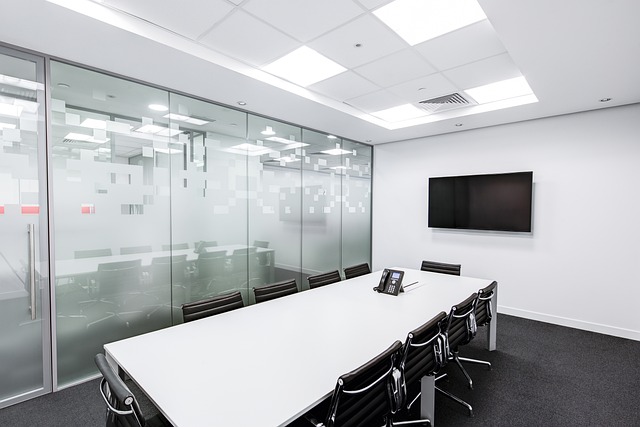 Plain modern meeting room with no people