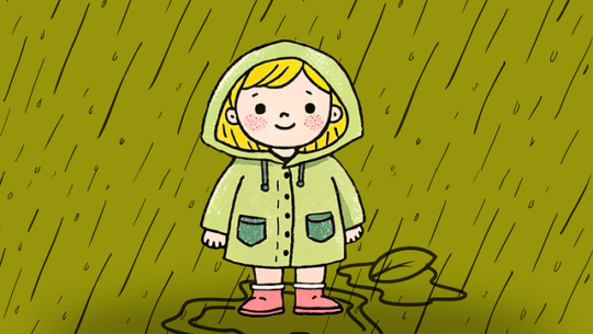 Girl in rain, graphic