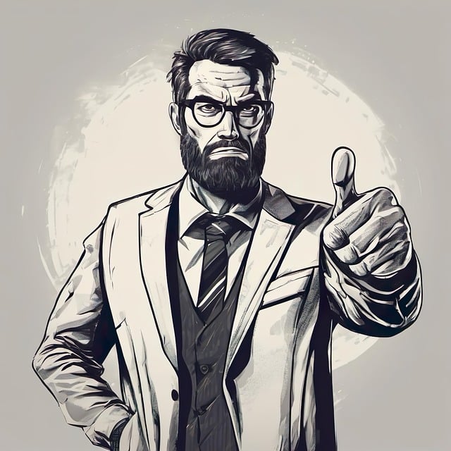 Man with beard in suit, vector graphic