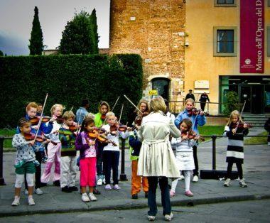 Child music class outside