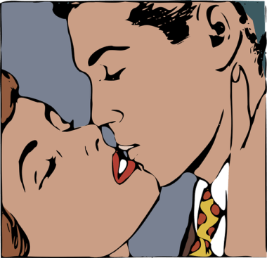 Vector graphic, 50s, kissing