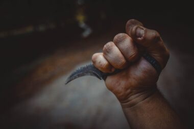 Hand holding a knife